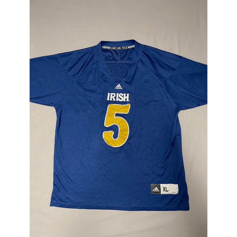 Adidas Notre Dame Fighting Irish Football Jersey Navy Blue Gold Mens XL Number 5